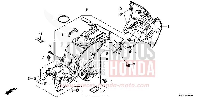 REAR FENDER for Deauville ABS SPANGLE SILVER METALLIC (NHA49) from 2011
